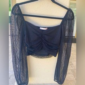 Long Sheer Sleeve Crop Top - Like New!